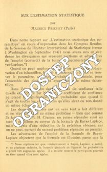 Sur l'estimation statistique