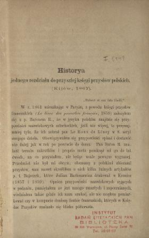 Historya jednego rozdziału do przyszłej księgi przysłów polskich (Kijów, 1867).