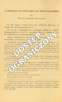 A theorem on extension of homomorphisms