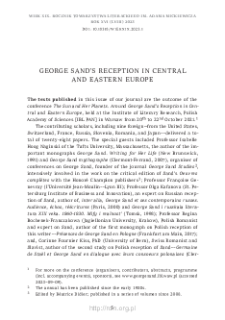George Sand’s Reception in Central and Eastern Europe