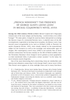 &bdquo;French nonsense&rdquo;? The Presence of George Sand&rsquo;s &ldquo;Leone Leoni&rdquo; in Michał Czajkowski&rsquo;s Novel &ldquo;Anna&rdquo;