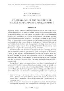 Epistemology of the Countryside: George Sand and Lou Andreas-Salom&eacute;