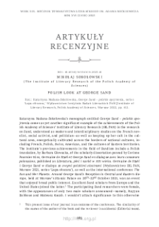 Polish Look at George Sand. Rev. K. Nadana-Sokołowska, George Sand &ndash; polskie spojrzenia