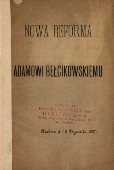 Nowa Reforma Adamowi Bełcikowskiemu