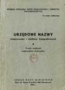 Urzędowe nazwy miejscowości i obiekt&oacute;w fizjograficznych. Nr 8; Powiat myślenicki, wojew&oacute;dztwo krakowskie
