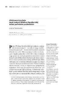 Afektywne translacje. Język poetycki Wisławy Szymborskiej wobec podmiotów pozaludzkich