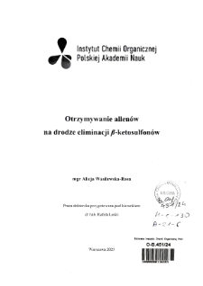 Otrzymywanie allent&oacute;w na drodze eliminacji B-ketosulfon&oacute;w.