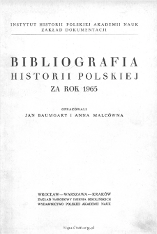 Bibliografia historii polskiej za rok 1965