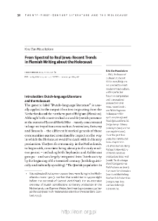 From Spectral to Real Jews: Recent Trendsin Flemish Writing about the Holocaust