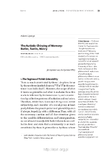 The Autistic Chirping of Memory: Butler, Tustin, Mokry