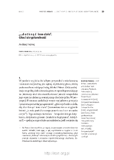 &bdquo;...dotknąć inne ciało&rdquo;. Głos i skryptoralność