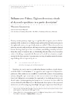 Balloons over Puławy. Eighteenth-century rituals of skyward expeditions in a poeticdescription.