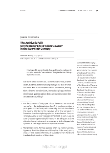 The Archive is Full! On the Queer Life of Adam Gawron in the Twentieth Century.