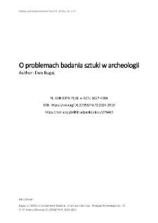 O problemach badania sztuki w archeologii