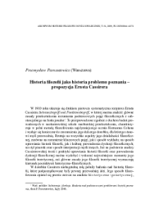 Historia filozofii jako historia problemu poznania &ndash; propozycja Ernsta Cassirera