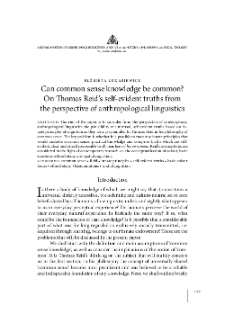 Can common sense knowledge be common? On Thomas Reid&rsquo;s self-evident truths from the perspective of anthropological linguistics