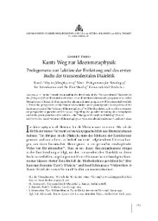 Kants Weg zur Ideenmetaphysik. Prolegomena zur Lekt&uuml;re der Einleitung und des ersten Buchs der transzendentalen Dialektik