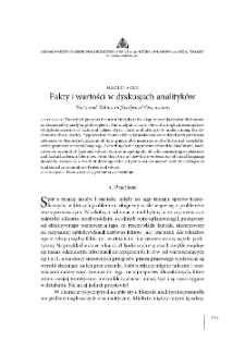 Fakty i wartości w dyskusjach analityk&oacute;w