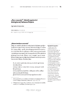 „Flora nowości”. Wokół wyobraźni ekologicznej Tadeusza Peipera.