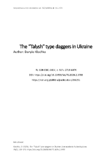 The &ldquo;Talysh&rdquo; type daggers in Ukraine