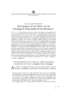The Category of the &ldquo;Now&rdquo; As the Ontological Anticipation of the Historicity