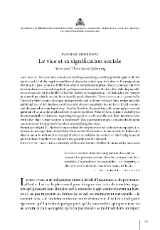 Le vice et sa signification sociale
