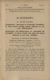 Uzupełnienia i przyczynki do systematyki Clausiliidów. 2, Nowe formy i gatunki rodzaju Albinaria ex rect. mea. (Dokończenie)