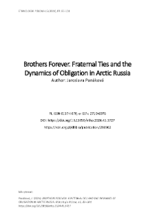 Brothers Forever. Fraternal Ties and the Dynamics of Obligation in Arctic Russia