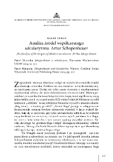 Analiza źr&oacute;deł wsp&oacute;łczesnego sekularyzmu: Artur Schopenhauer