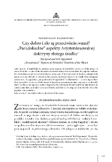 Czy dobro i zło są przeciwieństwami? &bdquo;Paradoksalne&rdquo; aspekty Arystotelesowskiej doktryny złotego środka