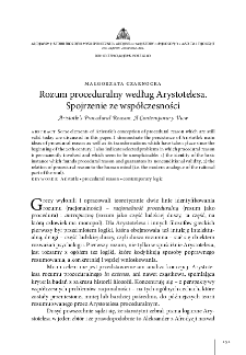 Rozum proceduralny według Arystotelesa. Spojrzenie ze wsp&oacute;łczesności