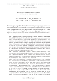 Słuchanie poezji według Piotra Chmielowskiego