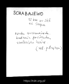 Sachabajewo. Files of Sierpc district in the Middle Ages. Files of Historico-Geographical Dictionary of Masovia in the Middle Ages