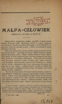Małpa-człowiek : nieznana satyra z XVIII w.