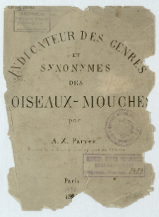Indicateur des genres et synonymes des oiseaux - mouches