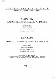 Słownik łaciny średniowiecznej w Polsce, tom VIII, zeszyt 9 (71), Specificativus - Sto