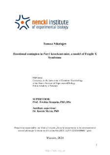 Emotional contagion in Fmr1 knockout mice, a model of Fragile X Syndrome : PhD thesis