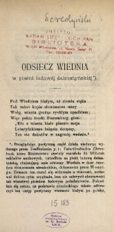 Odsiecz Wiednia w pieśni ludowej dalmatyńskiej