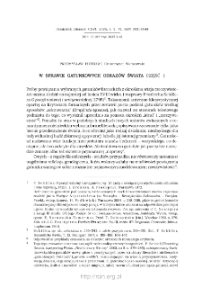 W sprawie gatunkowych obrazów świata. Część 1.