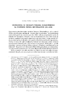 Uzupełnienia do biografii Tomasza Olizarowskiego na podstawie źr&oacute;deł metrykalnych (1811&ndash;1832).