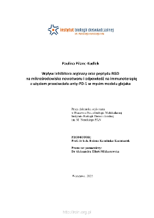 Wpływ inhibitora arginazy oraz peptydu RGD na mikrośrodowisko nowotworu i odpowiedź na immunoterapię z użyciem przeciwciała anty-PD-1 w mysim modelu glejaka : praca doktorska