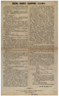 Odezwa redakcji czasopisma "Słowo" : [Incipit:] W miesiącu czerwcu b. r. redakcja zapowiedziała prospekt więcej szczegółowy na czasopismo "Słowo", mające wychodzić od 1 stycznia 1859 r. ... Niniejszą odezwą redakcja uiszcza się ze swojej obietnicy ...