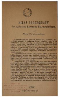 Kilka szczeg&oacute;ł&oacute;w do życiorysu Szymona Starowolskiego