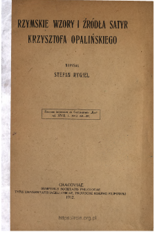 Rzymskie wzory i źródła satyr Krzysztofa Opalińskiego