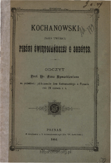 Kochanowski jako twórca "Pieśni świętojańskiej o sobótce"