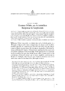 Thomas White, an Aristotelian Response to Scepticism