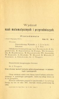Sprawozdania z Posiedzeń Towarzystwa Naukowego Warszawskiego, Wydział III, Nauk Matematycznych i Przyrodniczych. Rok VI. No 1.