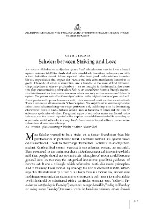 Scheler: between Striving and Love