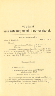 Sprawozdania z Posiedzeń Towarzystwa Naukowego Warszawskiego, Wydział III, Nauk Matematycznych i Przyrodniczych. Rok VI. No 5.
