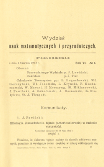 Sprawozdania z Posiedzeń Towarzystwa Naukowego Warszawskiego, Wydział III, Nauk Matematycznych i Przyrodniczych. Rok VI. No 6.